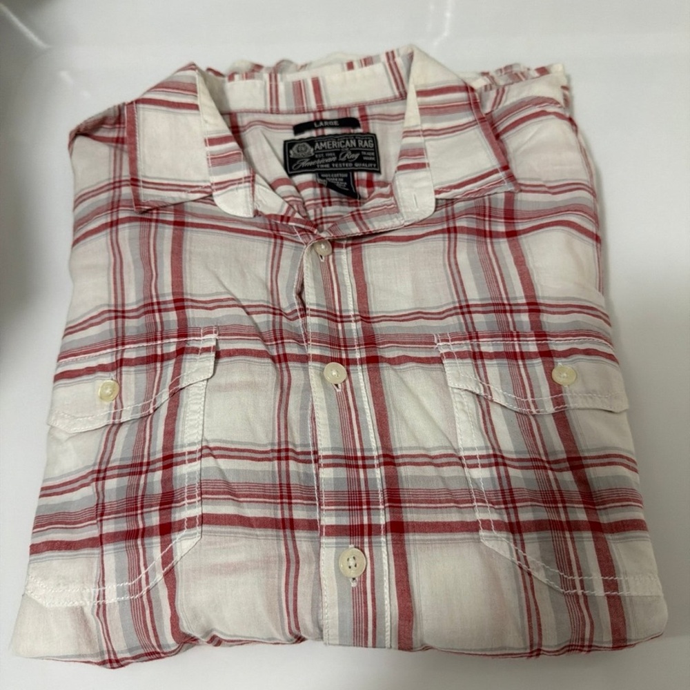 American Rag White and Red Striped Shirt